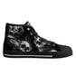 Skull High Top Shoes Black Canvas Sneakers with Smoky Skeleton Design Perfect for Goth Style, Streetwear and Halloween Unique Footwear Gift