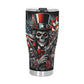 Patriotic Skull Tumbler 20/30oz Stainless Steel Uncle Sam Skeleton Cup with Lid, American Flag Design, Perfect for Patriotic Bikers Veterans