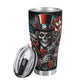 Patriotic Skull Tumbler 20/30oz Stainless Steel Uncle Sam Skeleton Cup with Lid, American Flag Design, Perfect for Patriotic Bikers Veterans