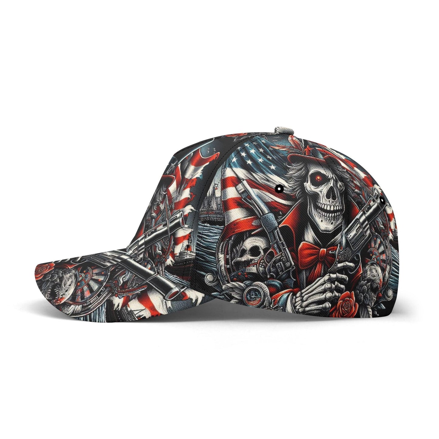 Patriotic Skull Cap - Uncle Sam Skeleton Hat with American Flag Design, Perfect for Veterans, Bikers, and Goth Style, Unique Headwear Gift
