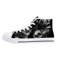 Skull High Top Shoes Black Canvas Sneakers with Smoky Skeleton Design Perfect for Goth Style, Streetwear and Halloween Unique Footwear Gift