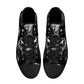 Skull High Top Shoes Black Canvas Sneakers with Smoky Skeleton Design Perfect for Goth Style, Streetwear and Halloween Unique Footwear Gift