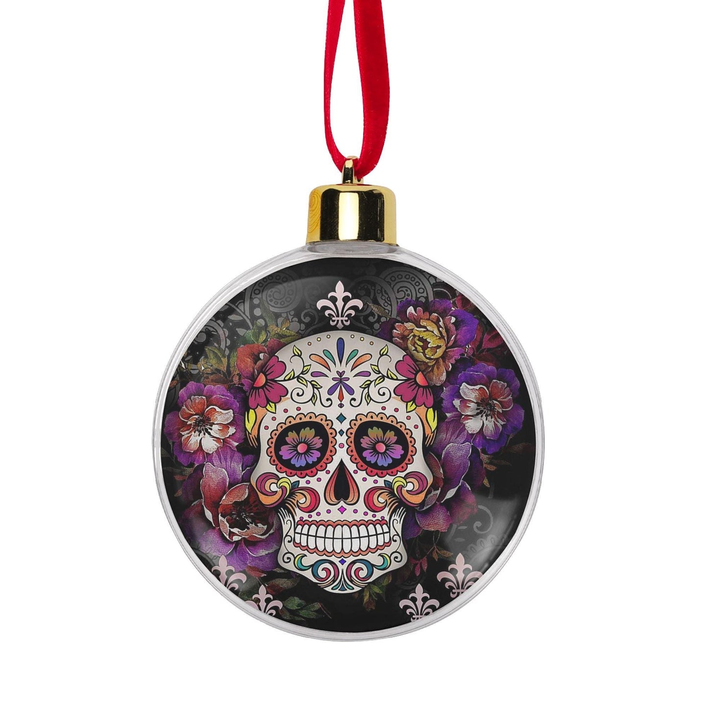 Candy Skull Ornament Purple Flower Skull Dia de los Muertos Tree Bauble Decor Gift, sugar skull ornament, day of the dead