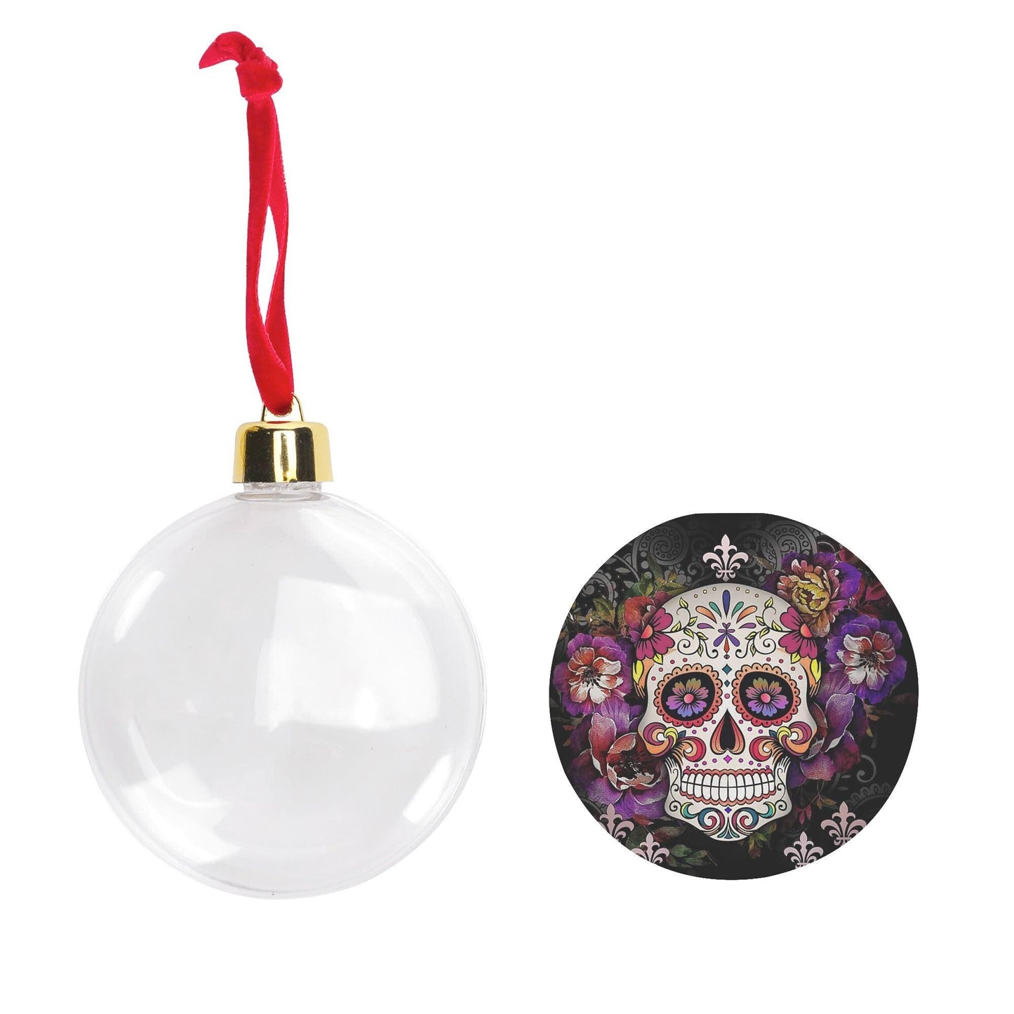 Candy Skull Ornament Purple Flower Skull Dia de los Muertos Tree Bauble Decor Gift, sugar skull ornament, day of the dead
