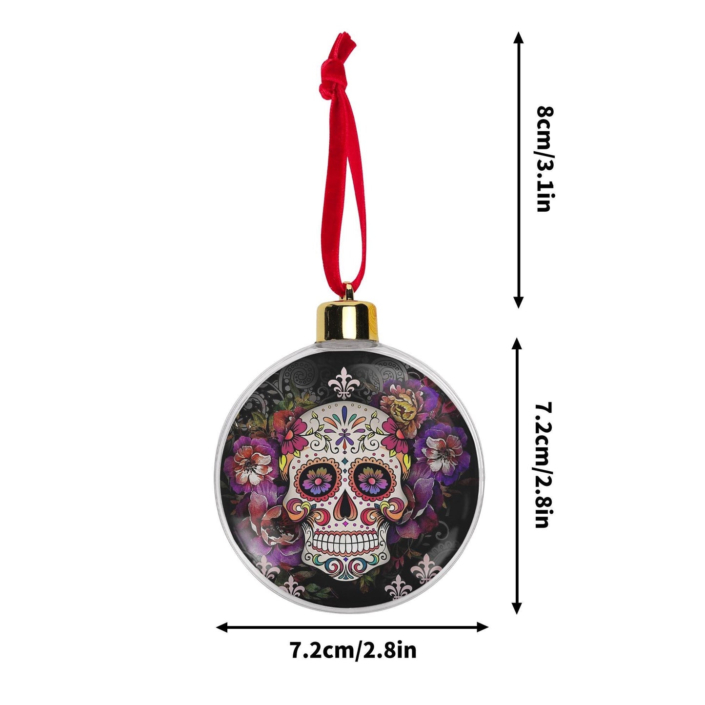 Candy Skull Ornament Purple Flower Skull Dia de los Muertos Tree Bauble Decor Gift, sugar skull ornament, day of the dead
