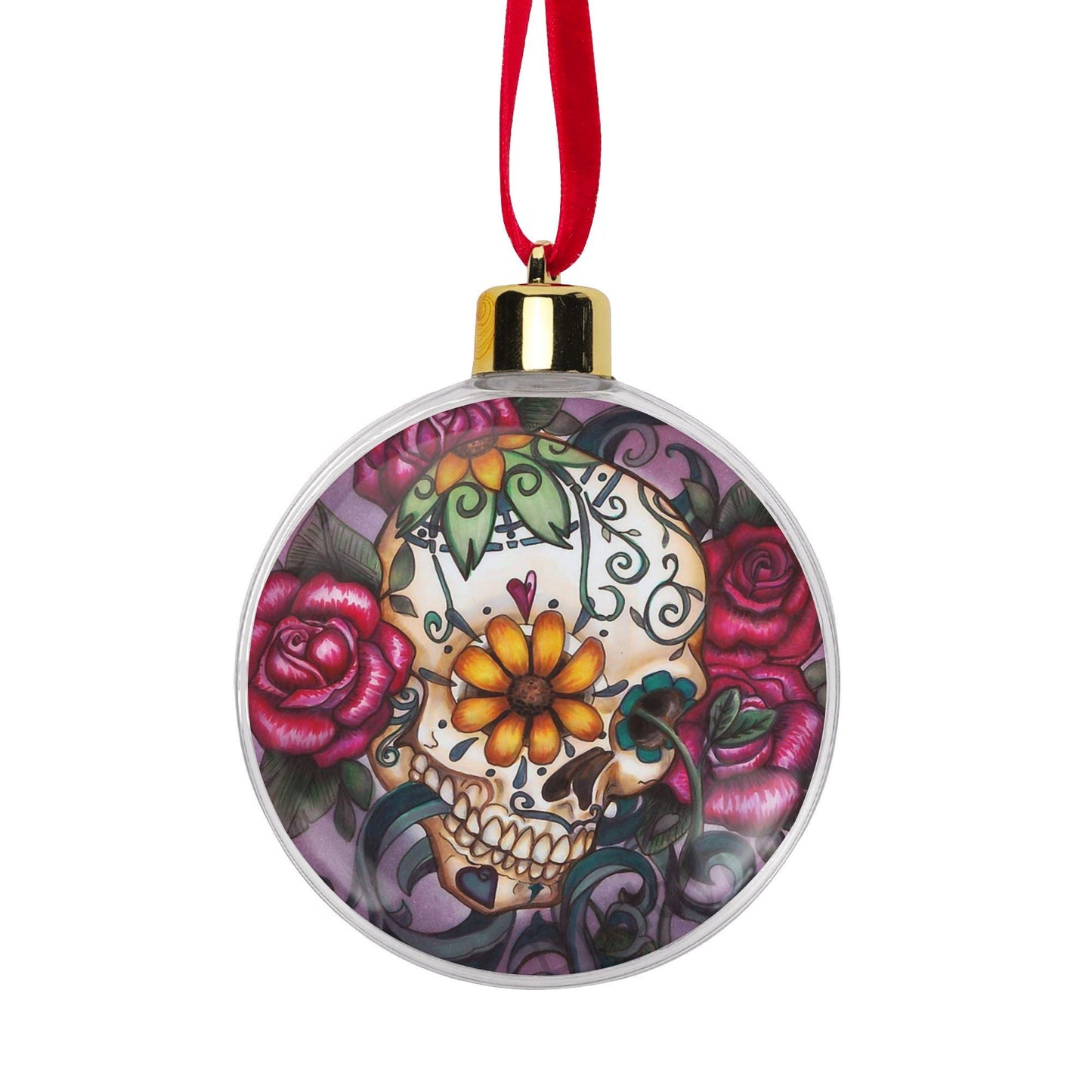 Day of the Dead Candy Skull Ornament Red Calaveras Skull Tree Decoration, skull ornament, skull christmas decoration, candy skull ornament