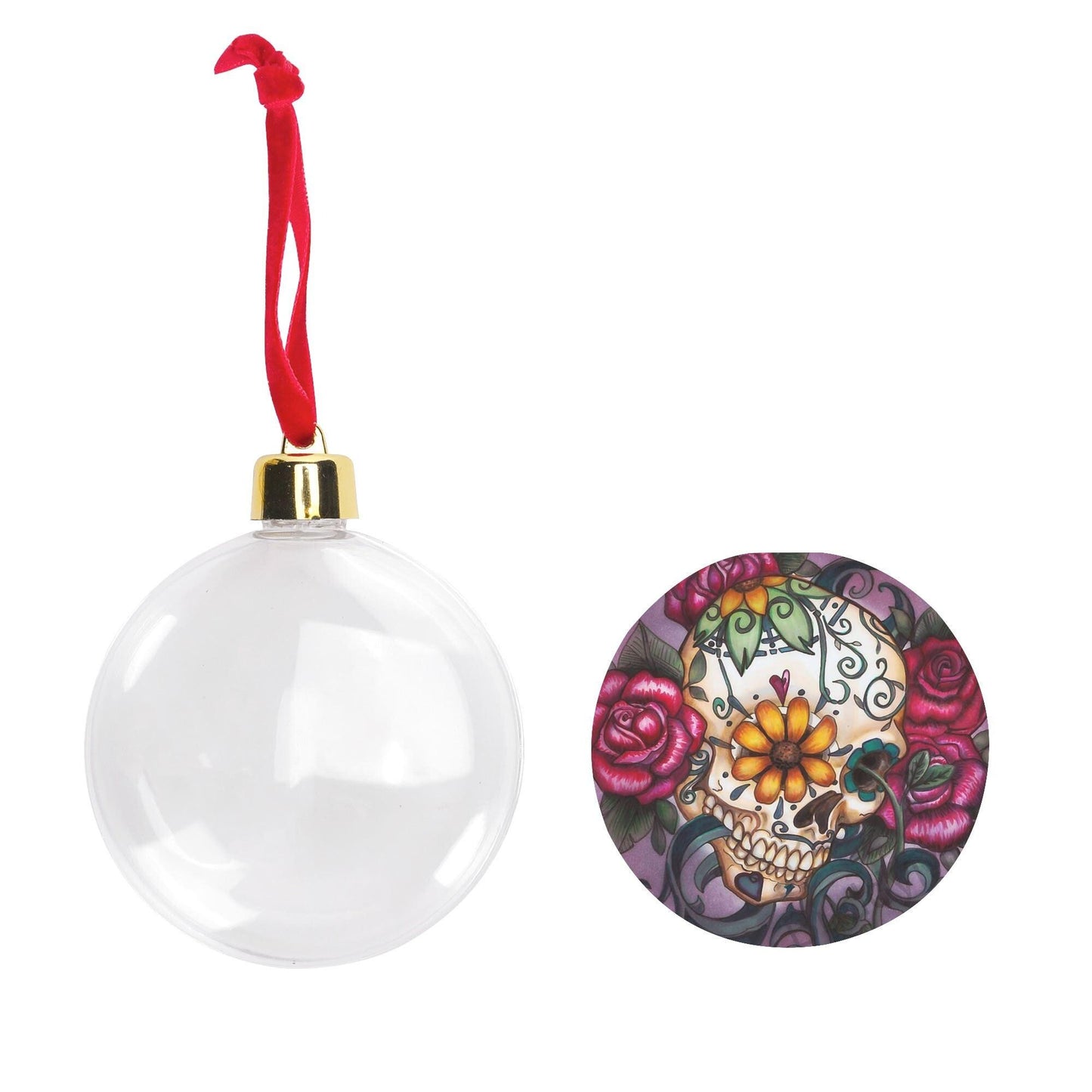 Day of the Dead Candy Skull Ornament Red Calaveras Skull Tree Decoration, skull ornament, skull christmas decoration, candy skull ornament