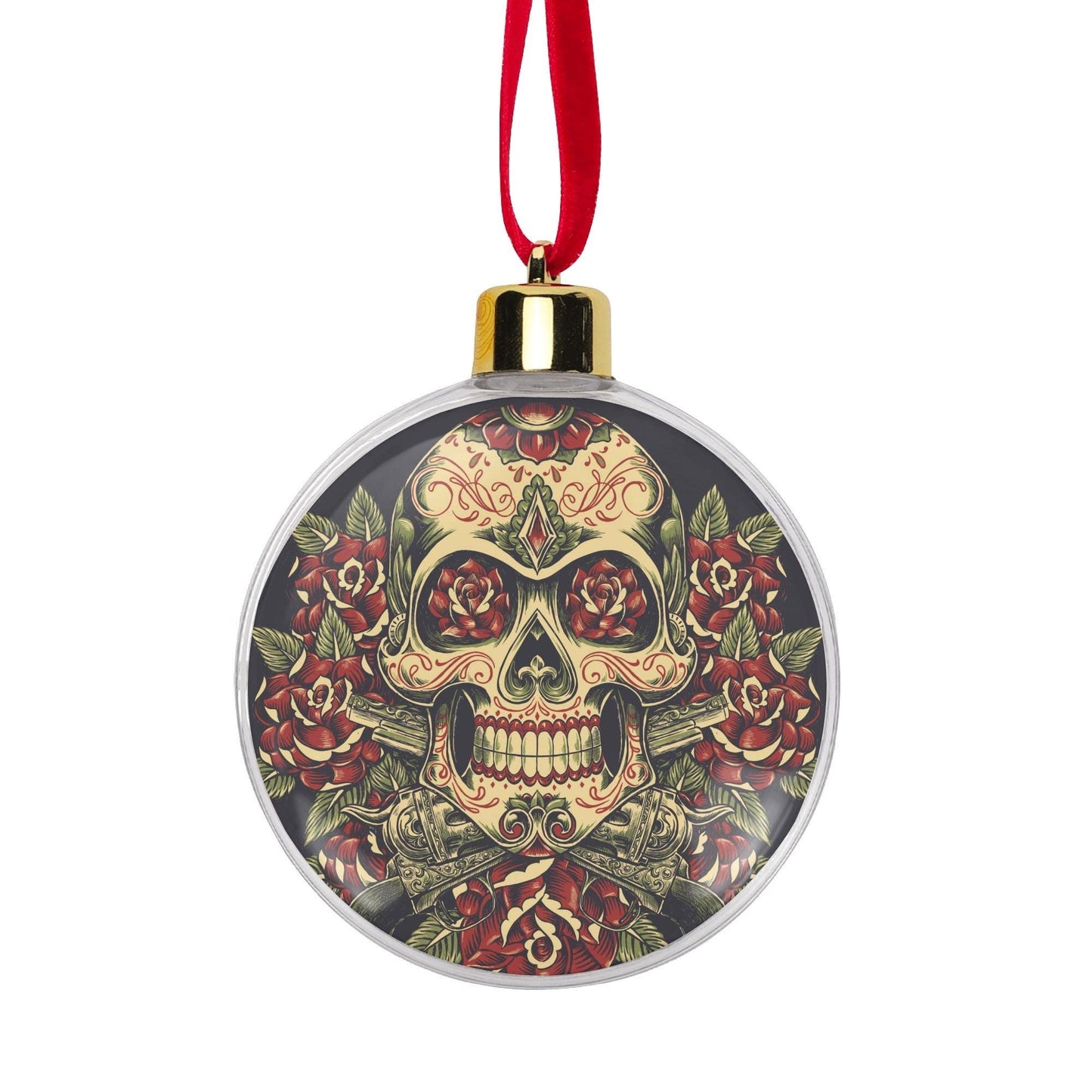 Dia de los Muertos Flower Skull Ornament Pink Calaveras Tree Bauble Holiday Decoration, sugar skull ornament, sugar skull christmas, xmas