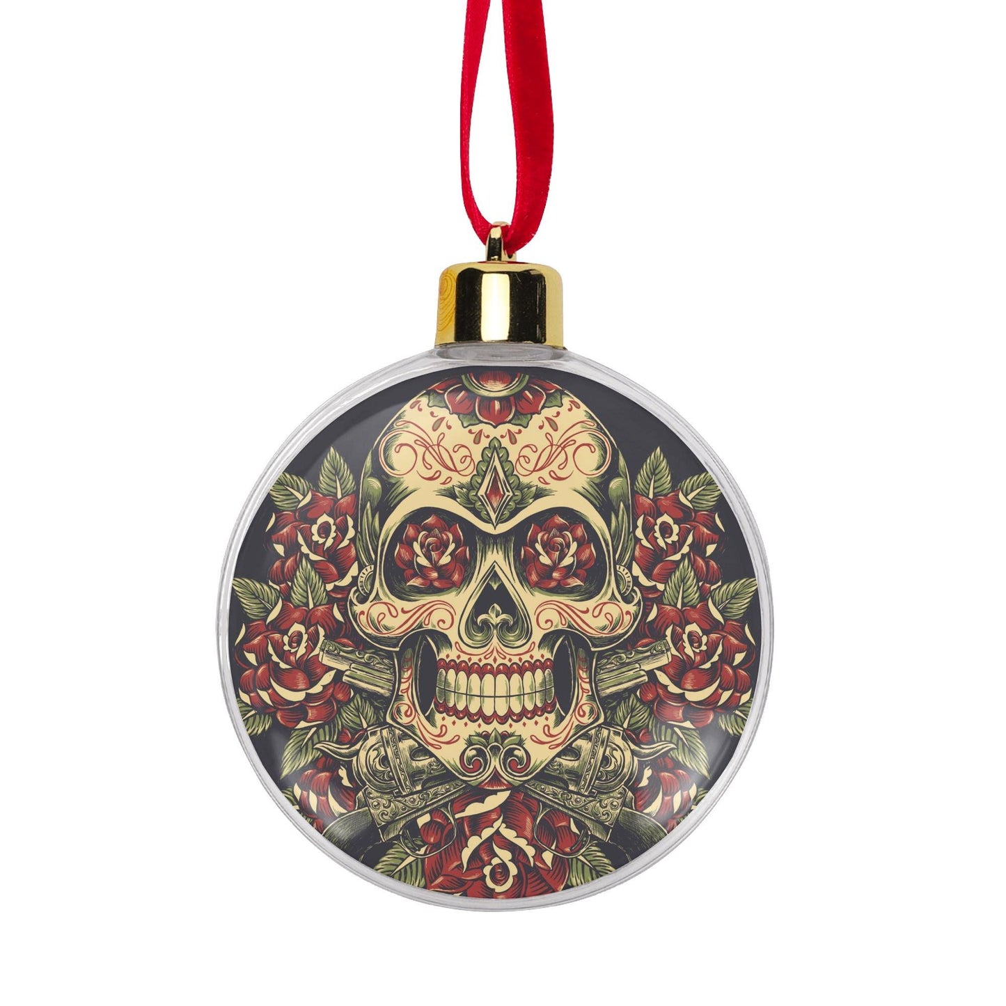 Dia de los Muertos Flower Skull Ornament Pink Calaveras Tree Bauble Holiday Decoration, sugar skull ornament, sugar skull christmas, xmas