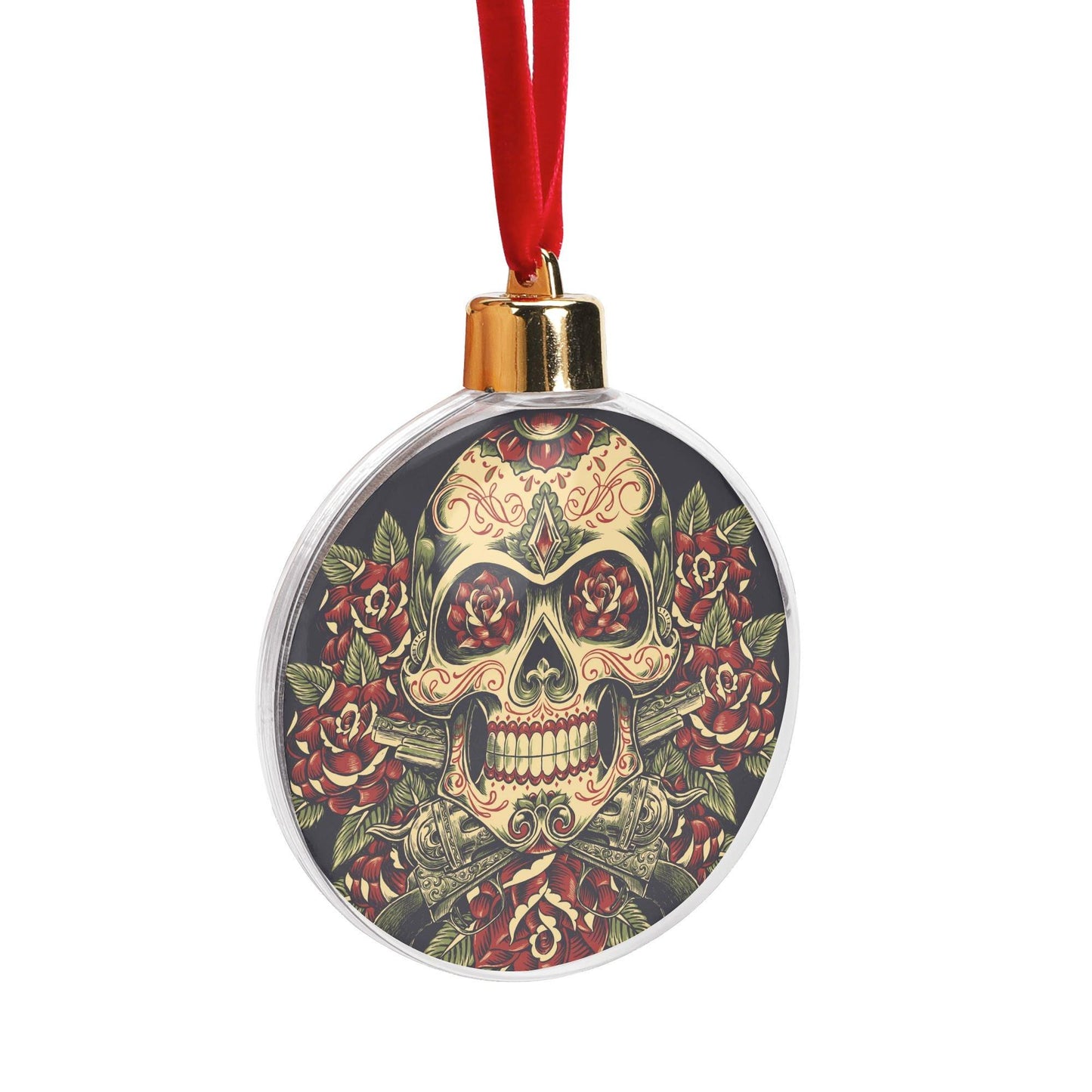 Dia de los Muertos Flower Skull Ornament Pink Calaveras Tree Bauble Holiday Decoration, sugar skull ornament, sugar skull christmas, xmas