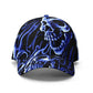 Skull Cap with Blue Flame Design - Gothic Skull Hat, Unique Biker Style, Adjustable Baseball Cap, Edgy Streetwear, Halloween skull Accessory