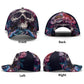 Floral Skull Cap - Gothic rose skull Hat, Biker Style, Adjustable Snapback cap, Edgy Streetwear, Halloween skull Gift, Unique Skull Graphic