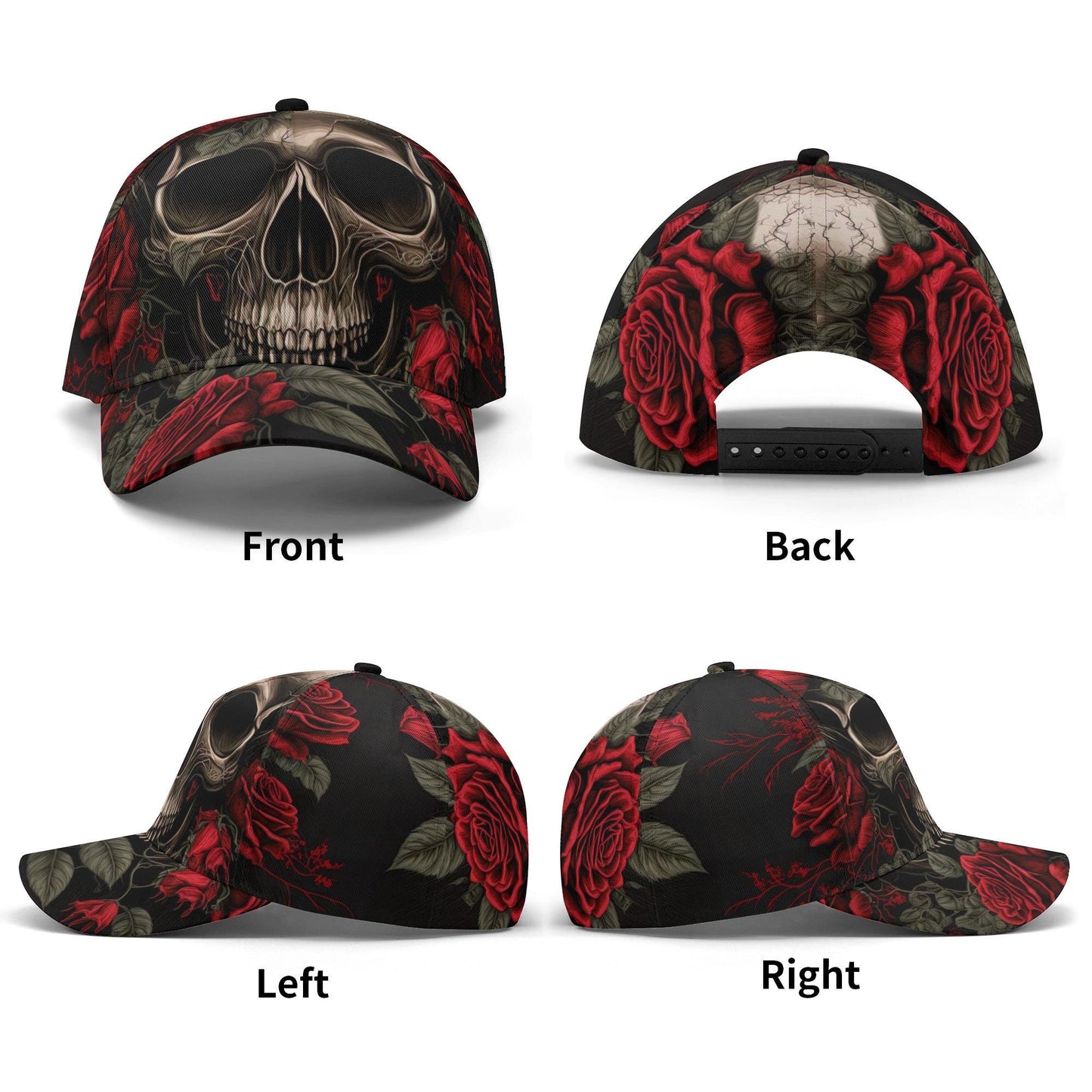 Rose Skeleton Design Perfect for Goth Lovers, Gardeners, and Unique Headwear Collectors Stylish Gift, skull baseball cap