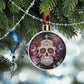 Candy Skull Ornament Purple Flower Skull Dia de los Muertos Tree Bauble Decor Gift, sugar skull ornament, day of the dead