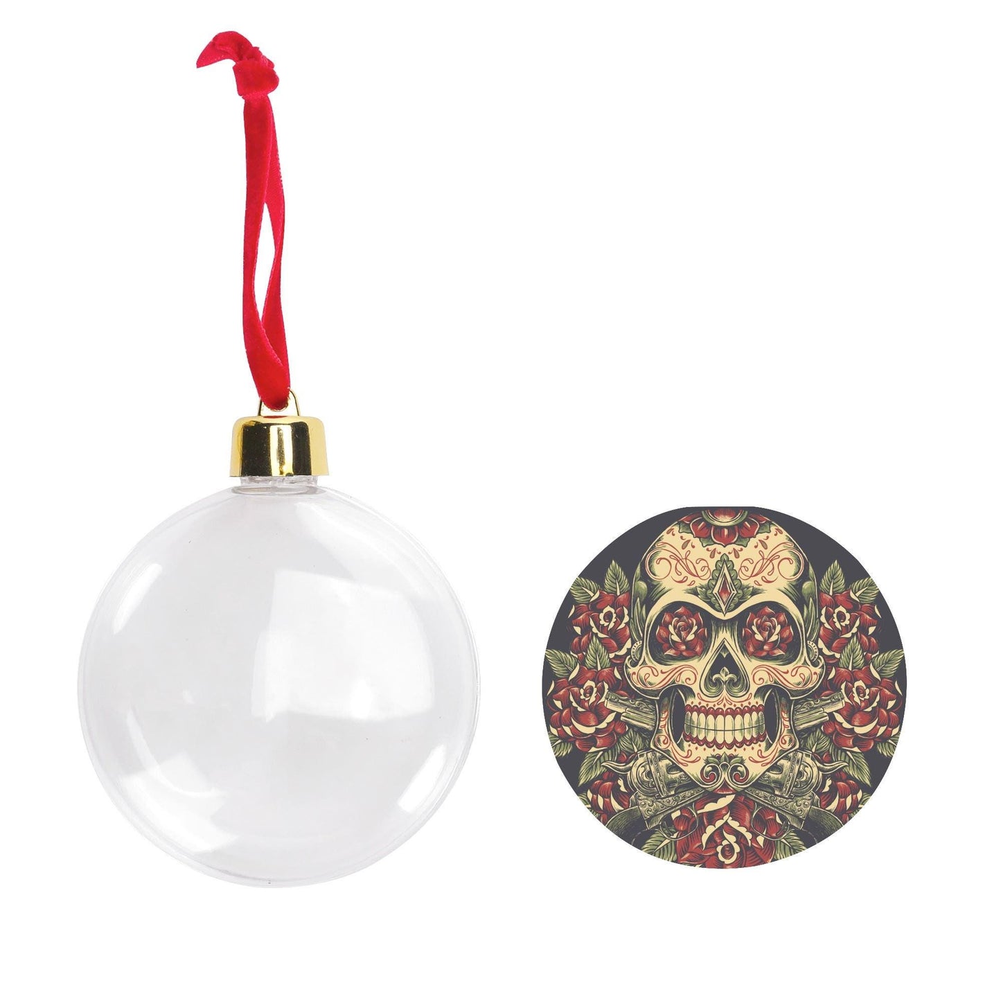 Dia de los Muertos Flower Skull Ornament Pink Calaveras Tree Bauble Holiday Decoration, sugar skull ornament, sugar skull christmas, xmas