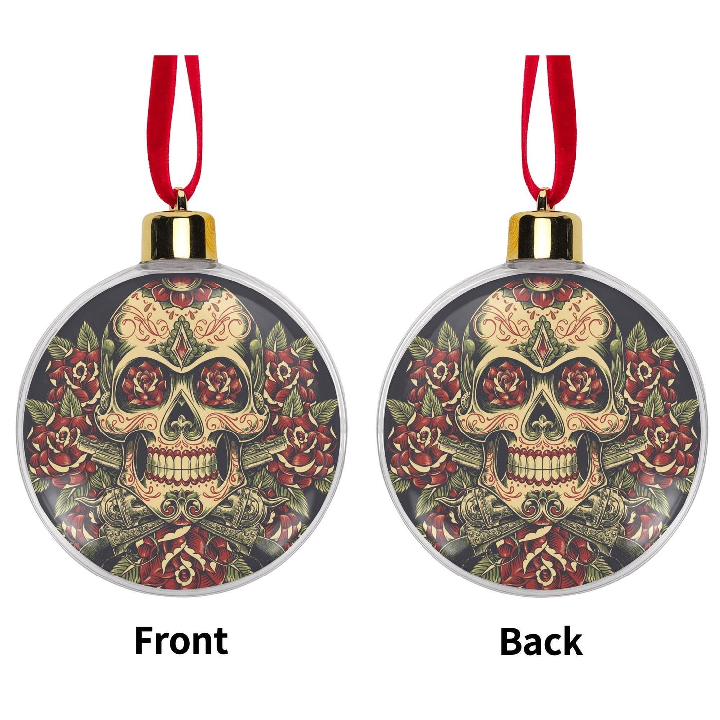 Dia de los Muertos Flower Skull Ornament Pink Calaveras Tree Bauble Holiday Decoration, sugar skull ornament, sugar skull christmas, xmas