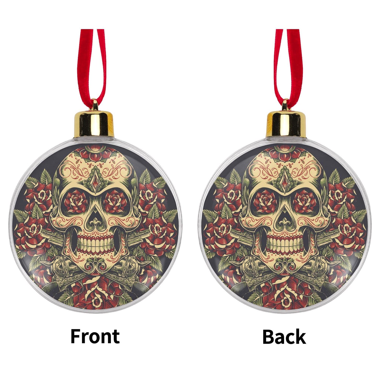 Dia de los Muertos Flower Skull Ornament Pink Calaveras Tree Bauble Holiday Decoration, sugar skull ornament, sugar skull christmas, xmas