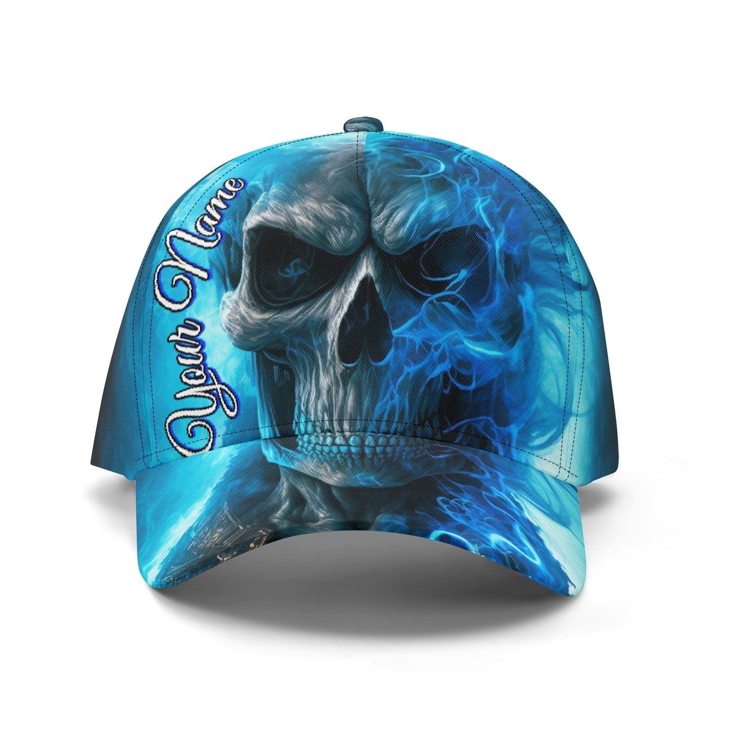 Gothic skull baseball cap, floral skull adjustable hat, biker skull hat for men, skull beanie, goth beanie, halloween skeleton flame skull