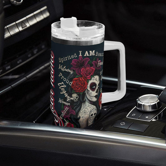 Custom - Sugar Skull 40 oz Tumbler - Candy skull girl tumbler, day of the dead travel mug, skull cup, candy skull mug, dia de los muertos