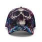 Floral Skull Cap - Gothic rose skull Hat, Biker Style, Adjustable Snapback cap, Edgy Streetwear, Halloween skull Gift, Unique Skull Graphic