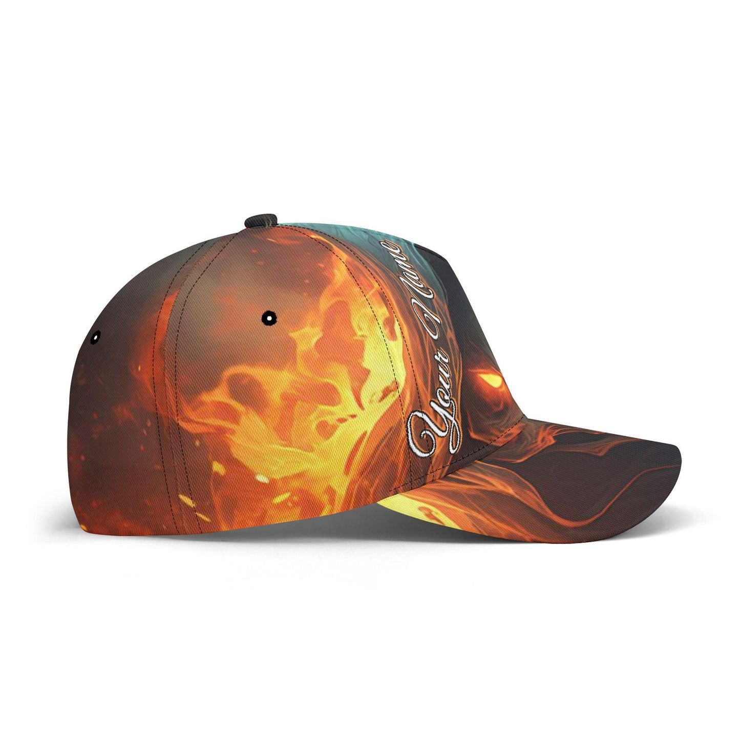 Grim reaper skull baseball cap, fire skull adjustable hat skull baseball cap, skull cap, goth cap, halloween skeleton flame skull cap