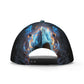 Personalized Flaming Skull Cap - Custom Name Blue Fire Skull Trucker Hat, Gothic Skeleton Streetwear, Unique Headwear for Men & Women