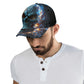 Personalized Flaming Skull Cap - Custom Name Blue Fire Skull Trucker Hat, Gothic Skeleton Streetwear, Unique Headwear for Men & Women