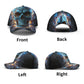 Personalized Flaming Skull Cap - Custom Name Blue Fire Skull Trucker Hat, Gothic Skeleton Streetwear, Unique Headwear for Men & Women