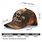 Fiery Skull Cap with Glowing Eyes and Flames Design - Orange Yellow Blue Goth Hat Unique Gift