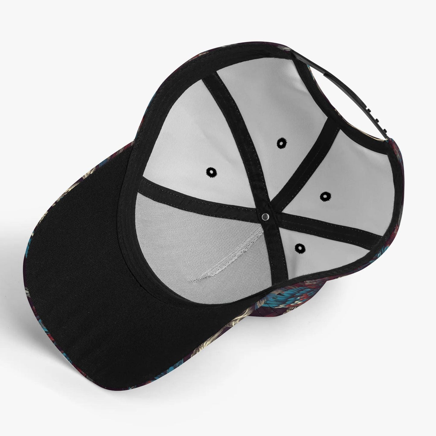 Skull & Feathers Baseball Cap - Gothic Skull Design Hat with Vibrant Wings - Customizable Text - Unique Handcrafted Gift, skull baseball cap
