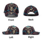 Skull & Feathers Baseball Cap - Gothic Skull Design Hat with Vibrant Wings - Customizable Text - Unique Handcrafted Gift, skull baseball cap