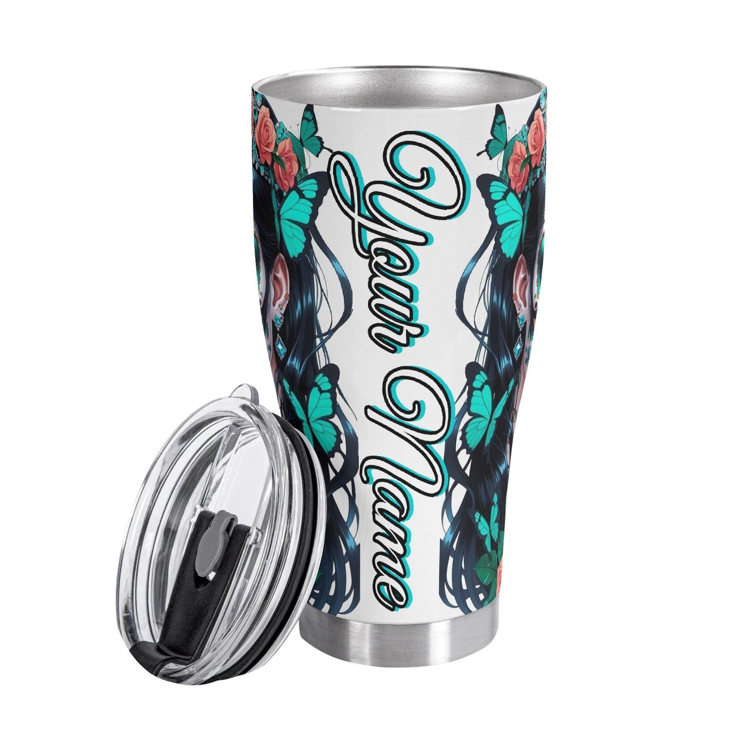 Sugar skull girl tumbler, sugar skull cup mug tumbler Candy skull tumbler mug cup, candy skull mug skeleton gothic cup tumbler, skeleton cup