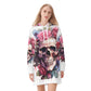 Floral skull dress hoodie, rose skull skeleton Hoodie Dress - Halloween Grim Reaper Pullover shirt, grim reaper dress skeleton dress hoodie