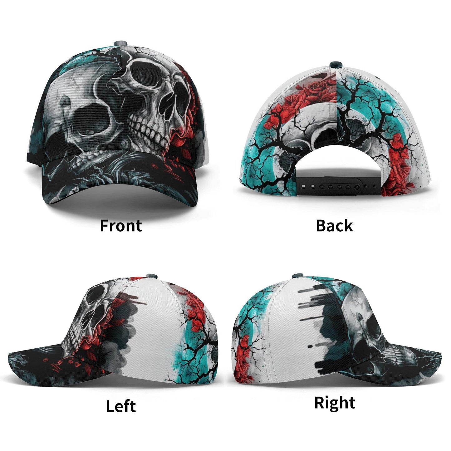 Skull Print Baseball Cap, Skull Pattern, Adjustable Strap, Comfortable Fit, Alternative Style Outfit, Great for Concerts & Festivals