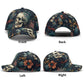 Floral skull cap, rose skull baseball cap, skull hat, gothic skeleton baseball cap, halloween cap hat