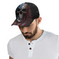 Gothic skull baseball cap, floral skull adjustable hat, biker skull hat for men, skull beanie, goth beanie, halloween skeleton flame skull