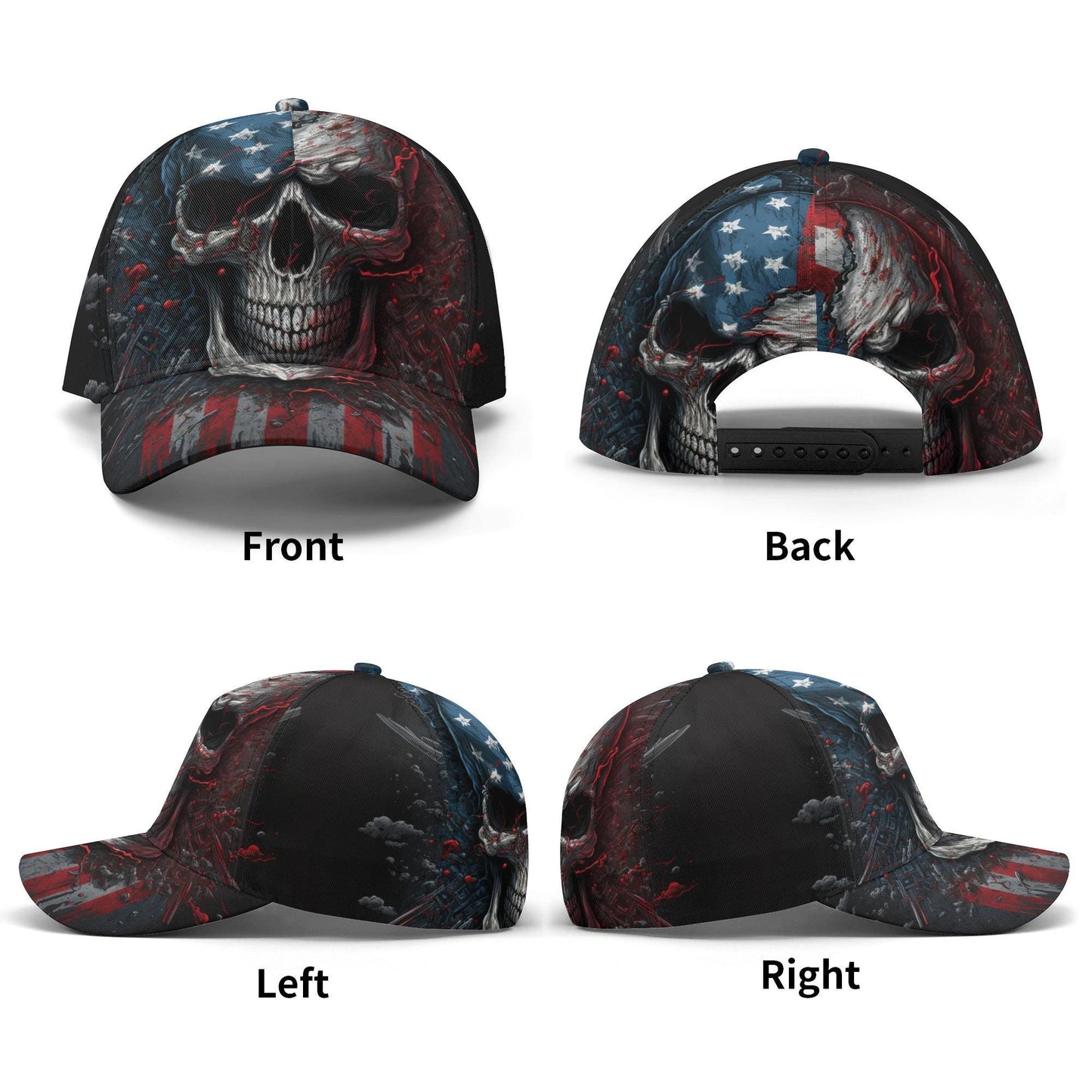 Gothic skull baseball cap, floral skull adjustable hat, biker skull hat for men, skull beanie, goth beanie, halloween skeleton flame skull