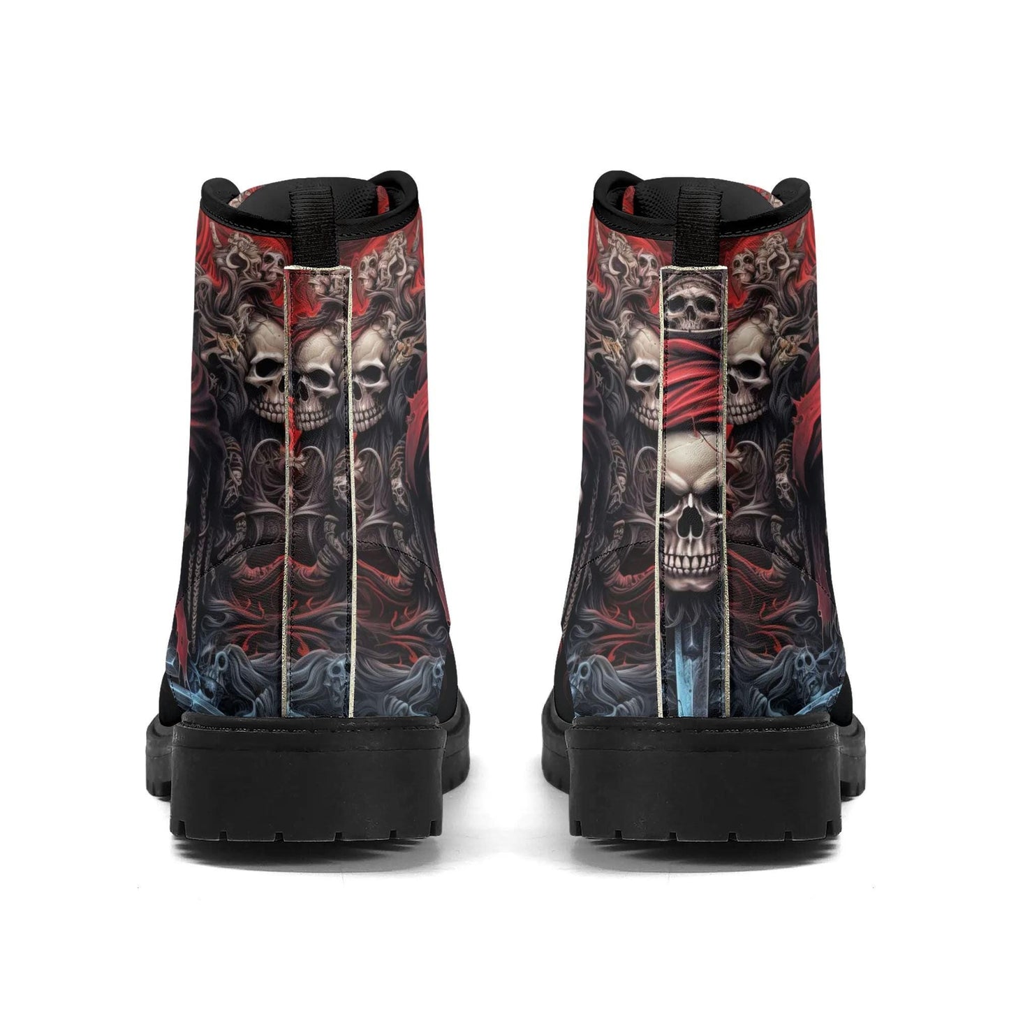 Handcrafted Skull Design Boots - Unique Pirate Skull Pattern Ankle Boots for Men & Women - Custom Gothic Footwear Skull boots