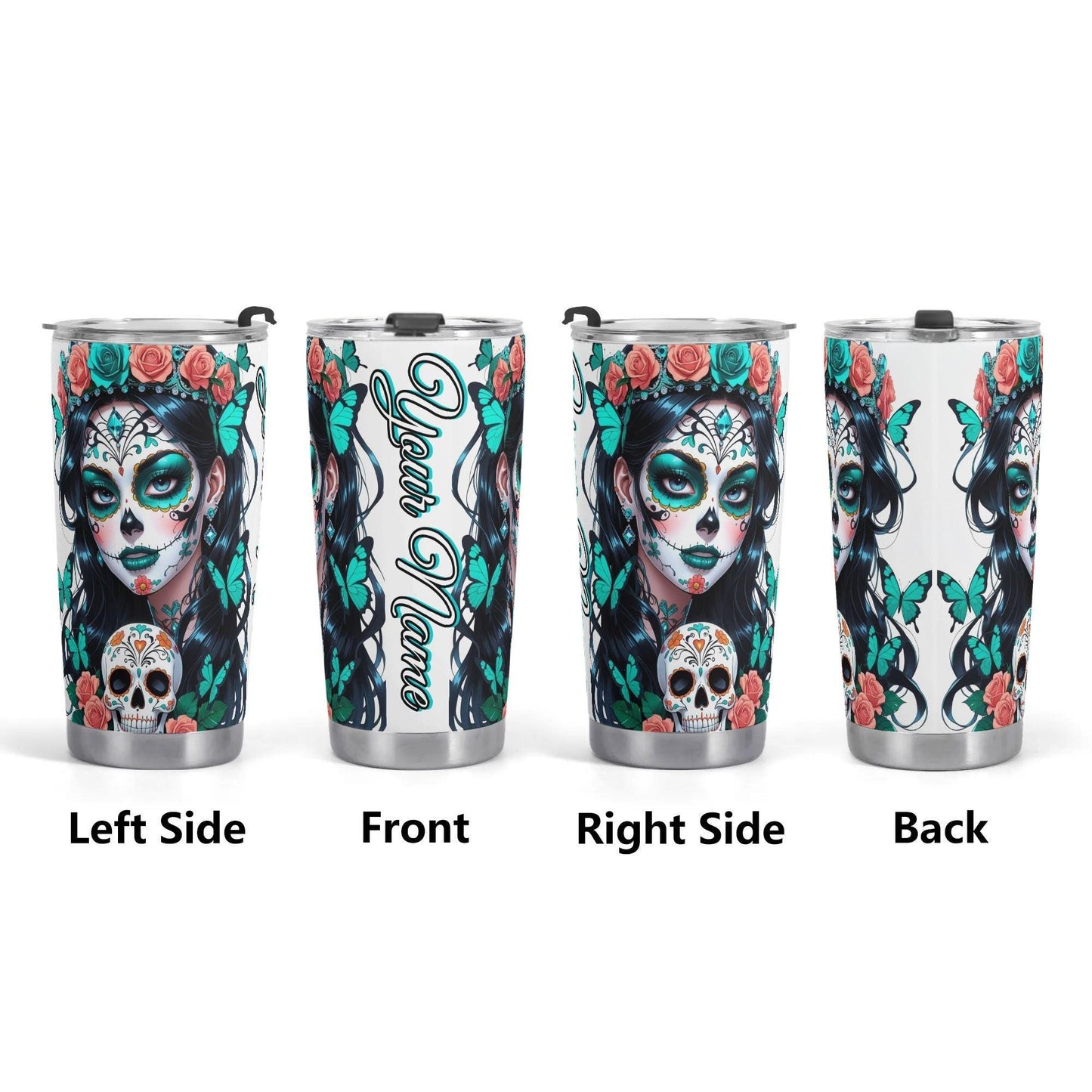 Sugar skull girl tumbler, sugar skull cup mug tumbler Candy skull tumbler mug cup, candy skull mug skeleton gothic cup tumbler, skeleton cup