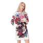 Floral skull dress hoodie, rose skull skeleton Hoodie Dress - Halloween Grim Reaper Pullover shirt, grim reaper dress skeleton dress hoodie
