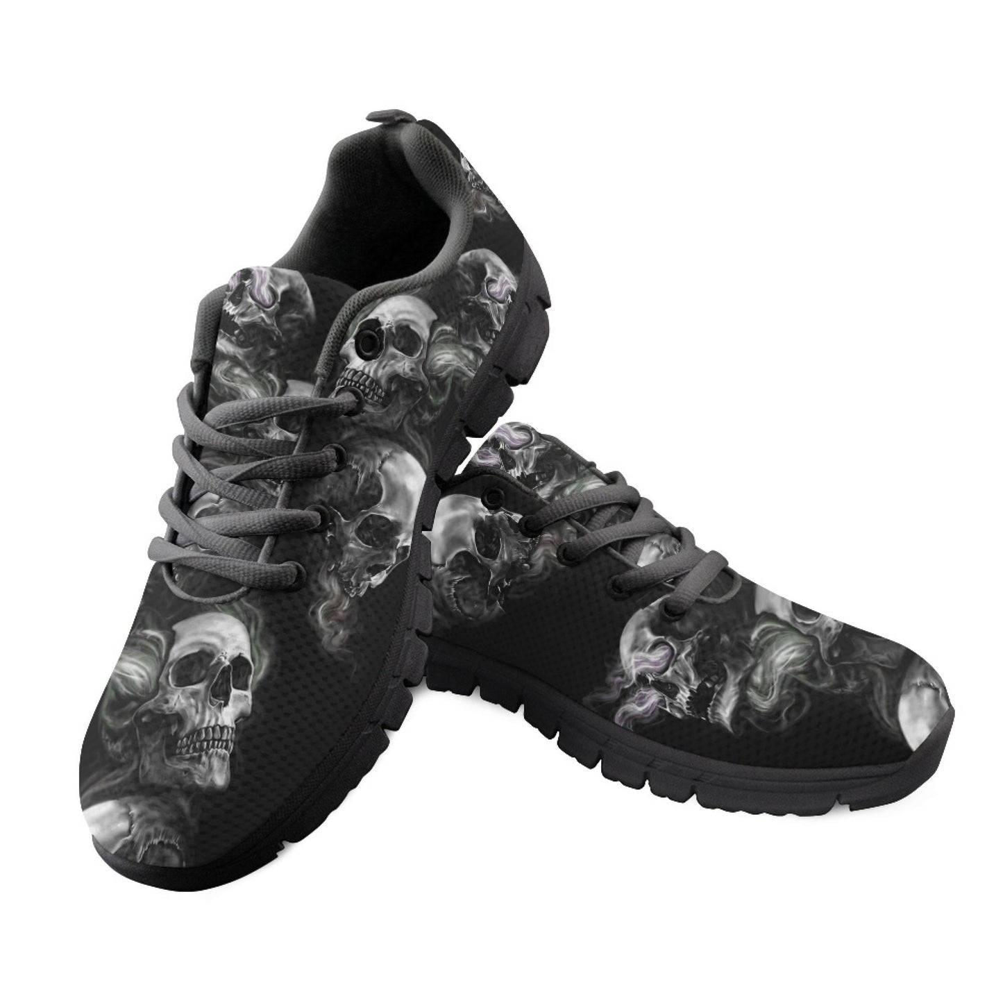 Skull Vortex Sneakers - Edgy Custom Skull and Smoke Design Athletic Shoes for Men and Women, Unique Handcrafted Streetwear, skull sneakers