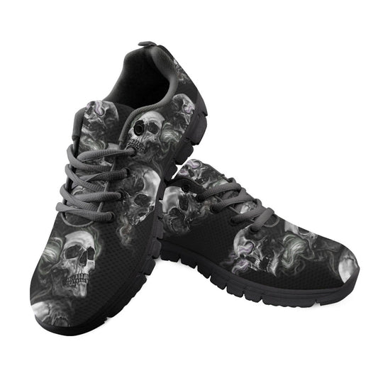 Skull Vortex Sneakers - Edgy Custom Skull and Smoke Design Athletic Shoes for Men and Women, Unique Handcrafted Streetwear, skull sneakers