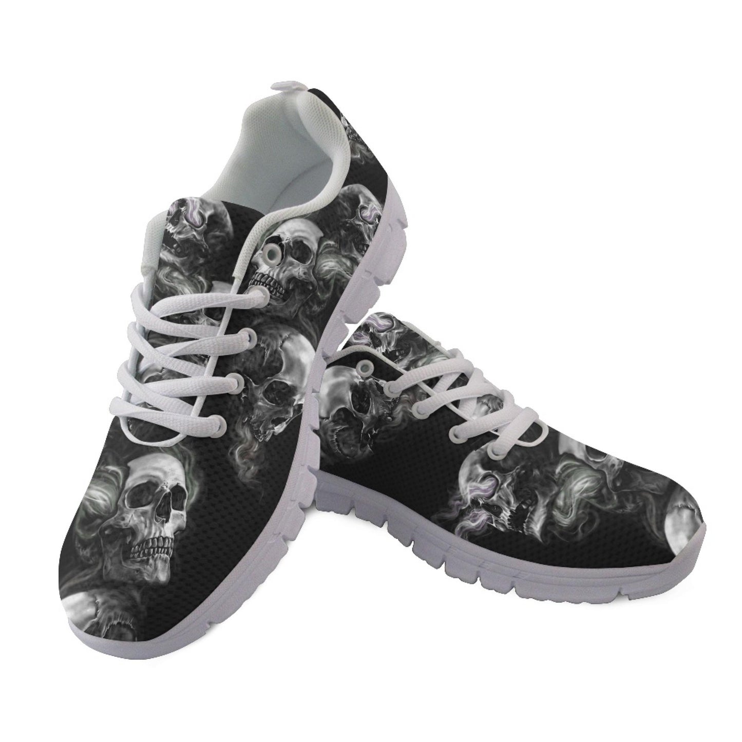 Skull Vortex Sneakers - Edgy Custom Skull and Smoke Design Athletic Shoes for Men and Women, Unique Handcrafted Streetwear, skull sneakers