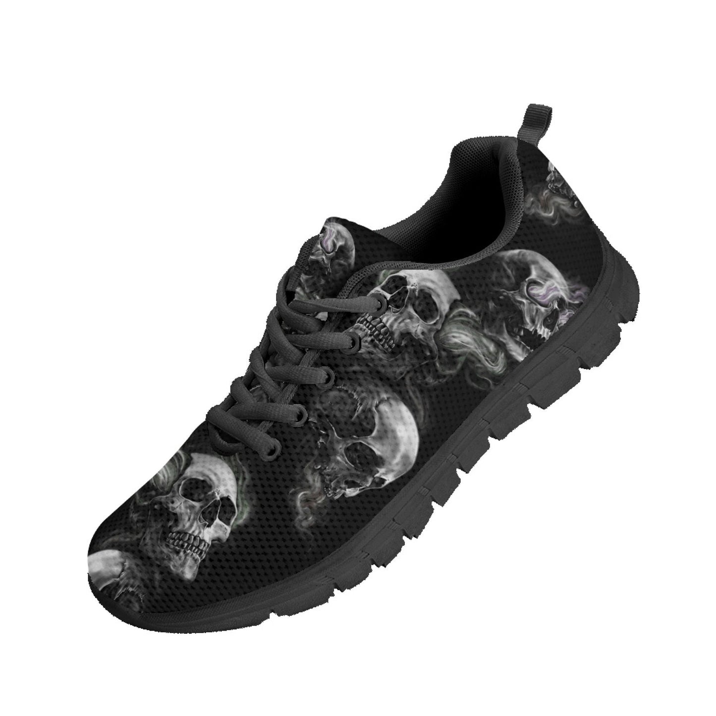 Skull Vortex Sneakers - Edgy Custom Skull and Smoke Design Athletic Shoes for Men and Women, Unique Handcrafted Streetwear, skull sneakers