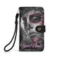 Skull Phone Flip Case PU Leather Cover for Most Mobile Phone Models, skeleton phone case, skull phone wallet, skull iphone case card holder
