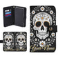 Sugar Skull Phone Wallet Case with Roses â€“ Custom Name â€“ Leather Flip Cover with Card Holder, Day of the dead Style Phone Case