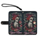 Sugar Skull girl Phone Wallet Case â€“ Custom Name â€“ Candy skull Leather Flip Cover with Card Holder, Dia de los muertos skull Phone Case