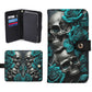 Dark Skull & Rose Phone Wallet Case â€“ Custom Name â€“ Gothic Leather Flip Cover â€“ Skeleton Phone Accessory with Card Slots