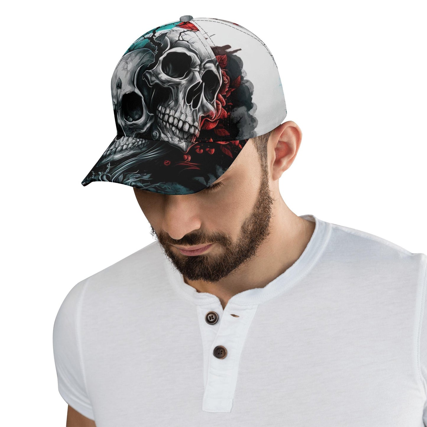 Skull Print Baseball Cap, Skull Pattern, Adjustable Strap, Comfortable Fit, Alternative Style Outfit, Great for Concerts & Festivals