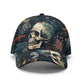 Floral skull cap, rose skull baseball cap, skull hat, gothic skeleton baseball cap, halloween cap hat
